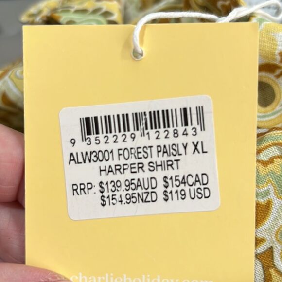 Charlie Holiday Forest Paisly Harper Shirt size xl size 10 NWT - Picture 9 of 12